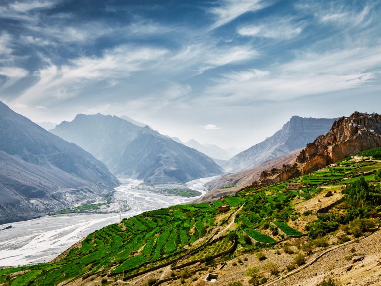 Spiti valley and river in Himalayas